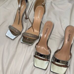 Boohoo/soda Silver mule Heels